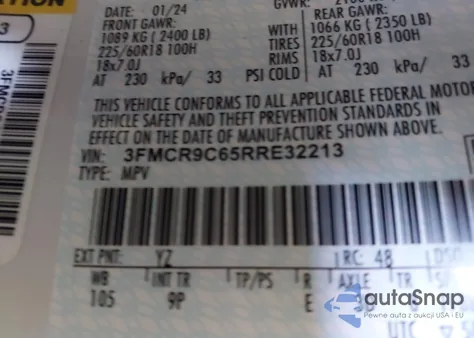 2024 Ford Bronco Sport Outer Banks z USA, uszkodzony, nr VIN 3FMCR9C65RRE32213